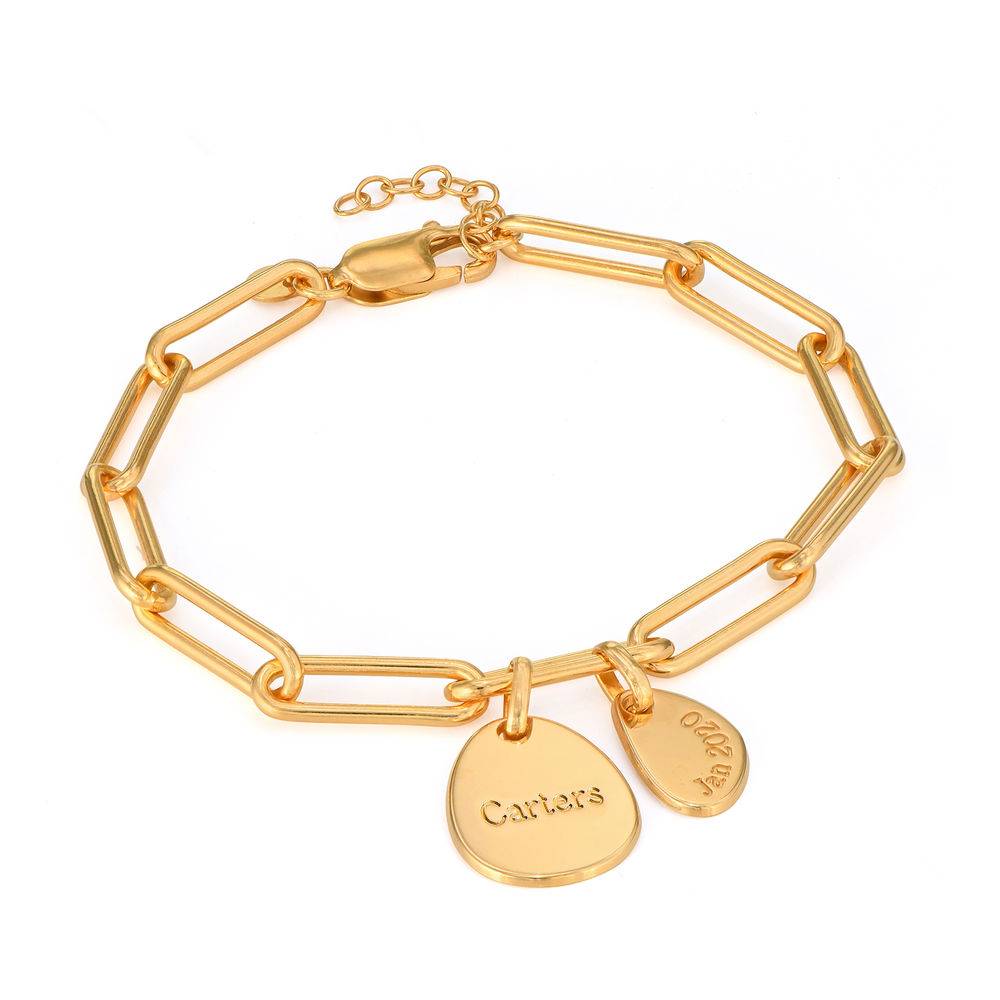 Pulsera de Eslabones Hazel con Dijes Personalizados en Baño de Oro-2 foto de producto