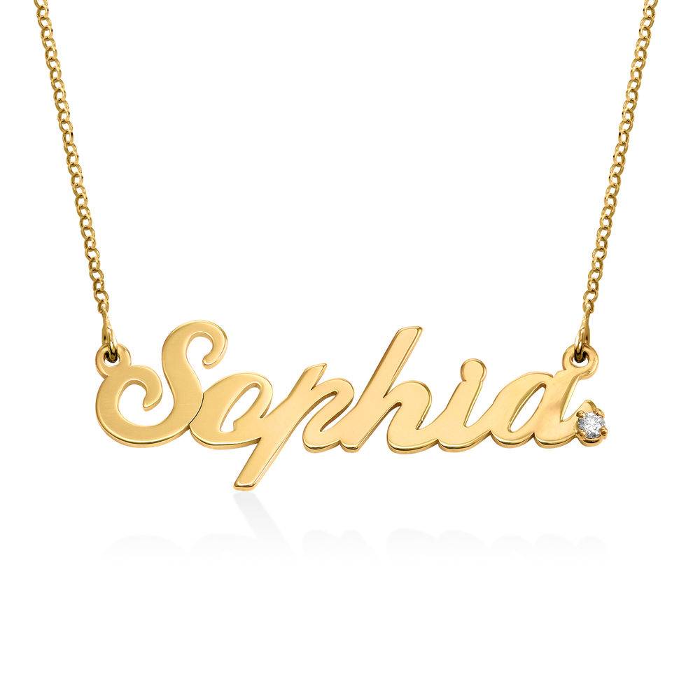 Collar con Nombre Cocktail Clásico con Diamante en Vermeil de Oro-1 foto de producto