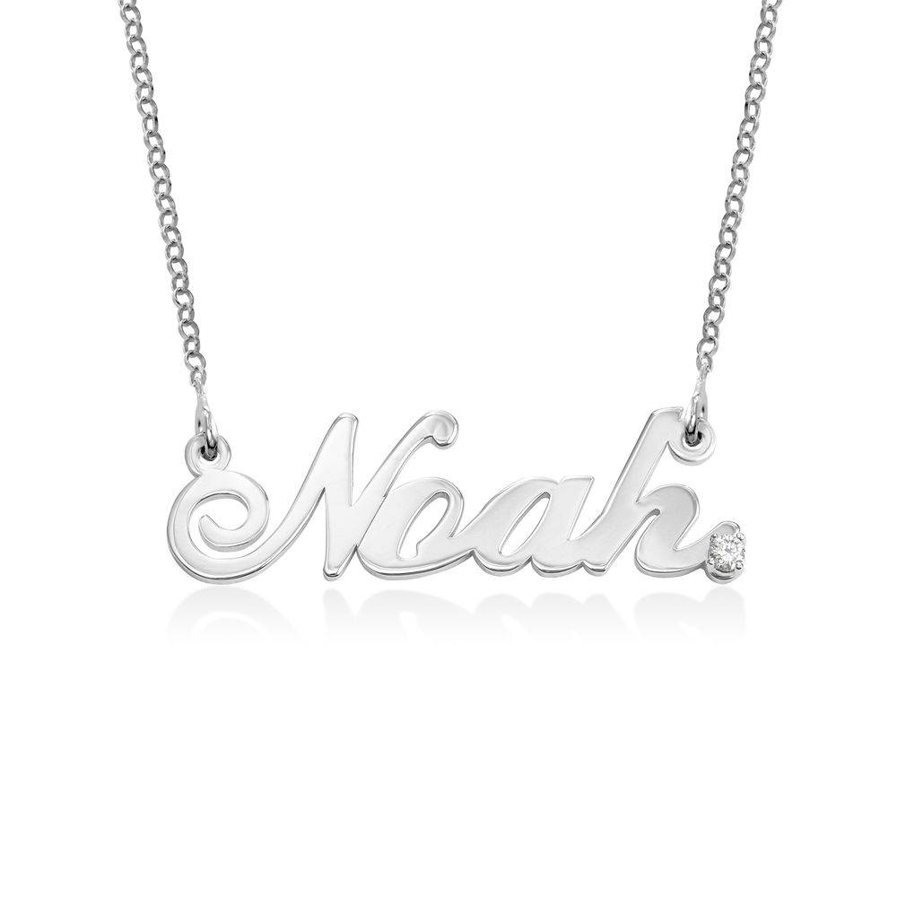 Collar con Nombre Cocktail Clásico con Diamante en Plata-1 foto de producto
