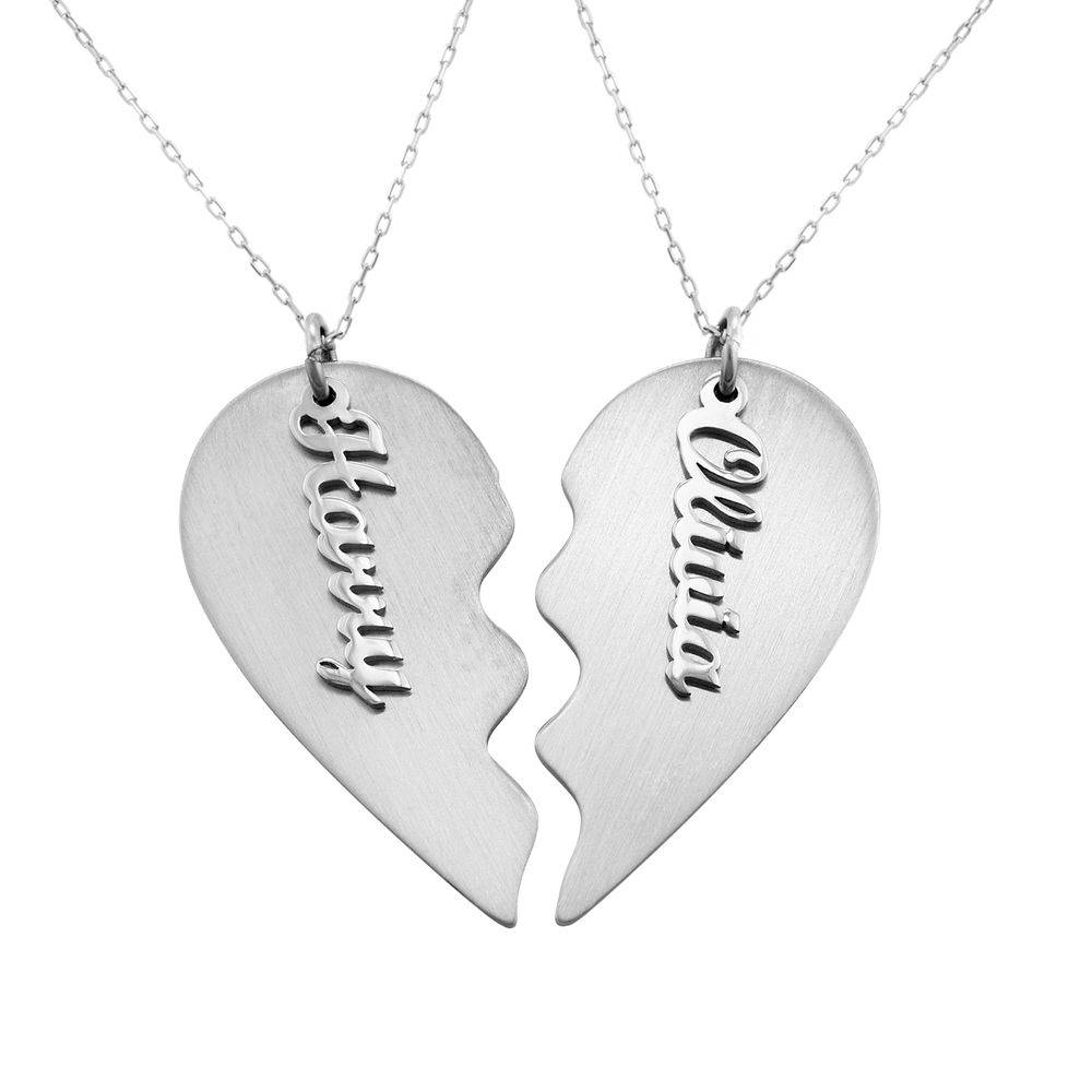 Collar Corazón Grabado de Parejas en Oro Blanco 10K-1 Collar Corazón Grabado de Parejas en Oro Blanco 10K-1 foto de producto