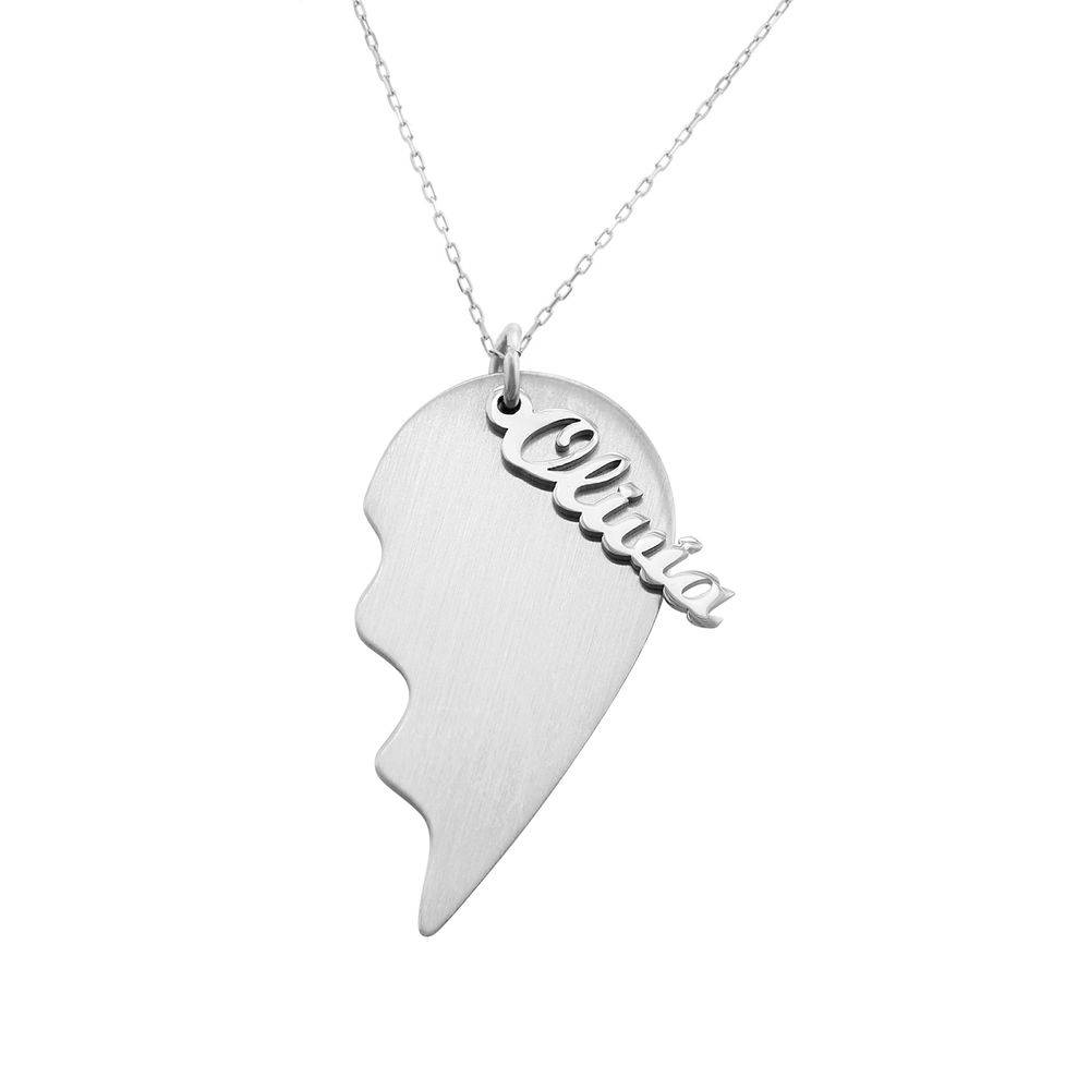 Collar Corazón Grabado de Parejas en Oro Blanco 10K-2 Collar Corazón Grabado de Parejas en Oro Blanco 10K-2 foto de producto
