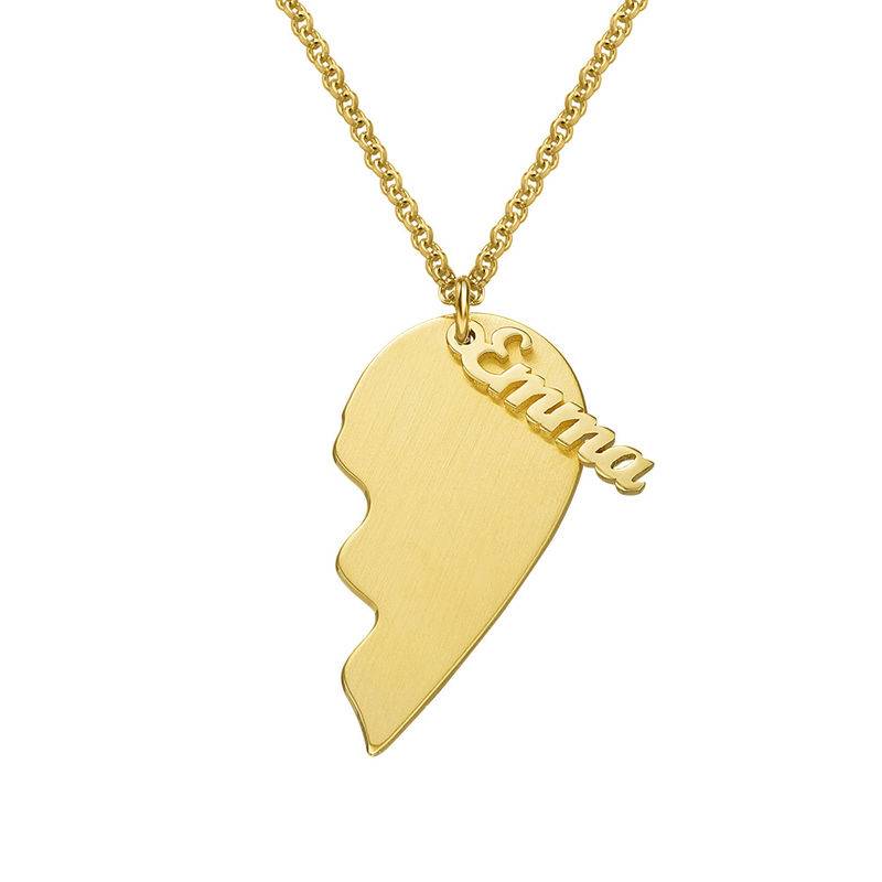 Collar Corazón Grabado de Parejas en Vermeil de Oro-2 foto de producto