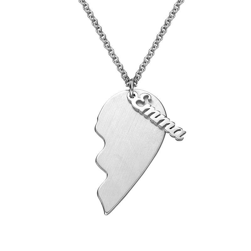 Collar Corazón Grabado de Parejas en Plata-2 foto de producto