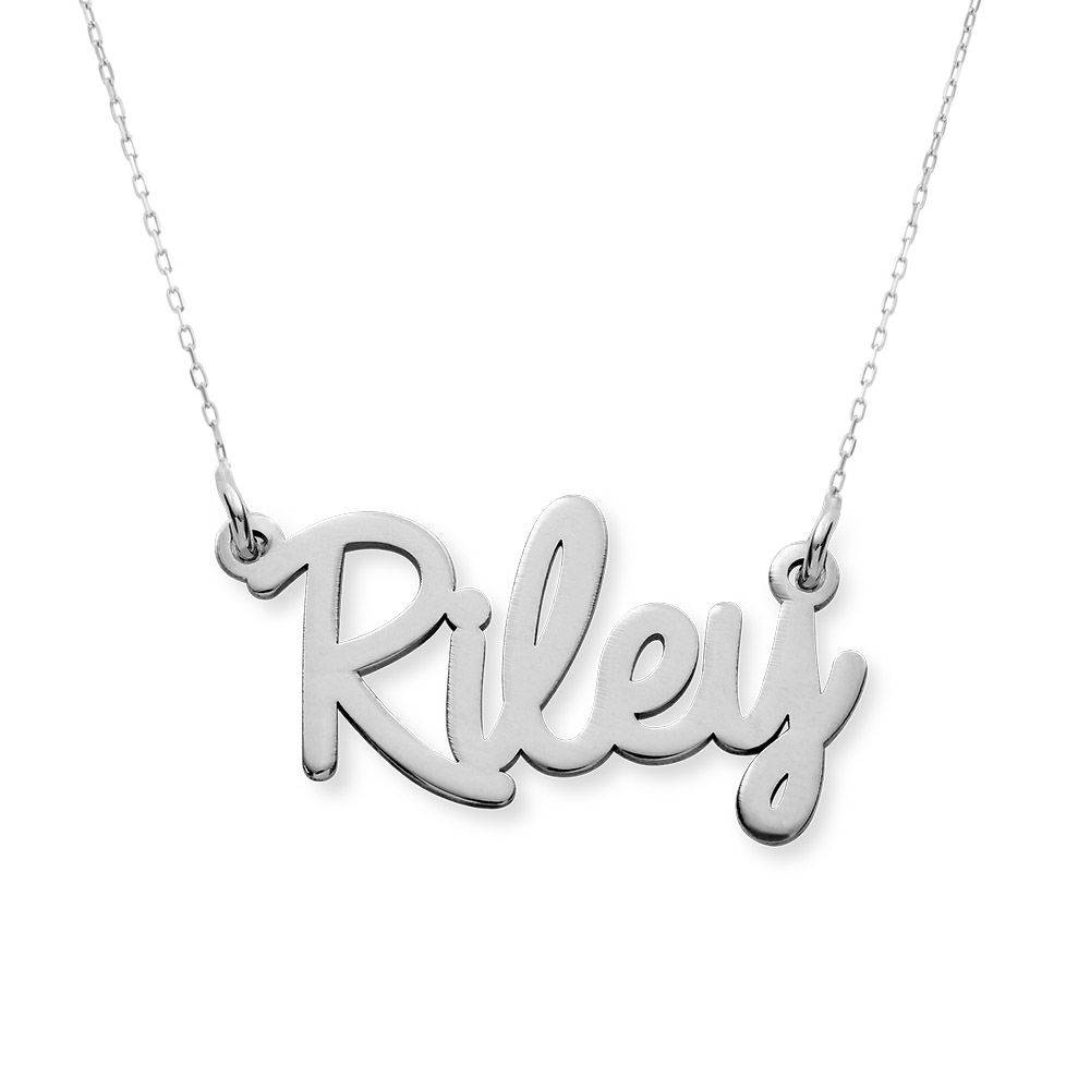 Collar con Nombre Cursivo en Oro Blanco de 14K-1 foto de producto