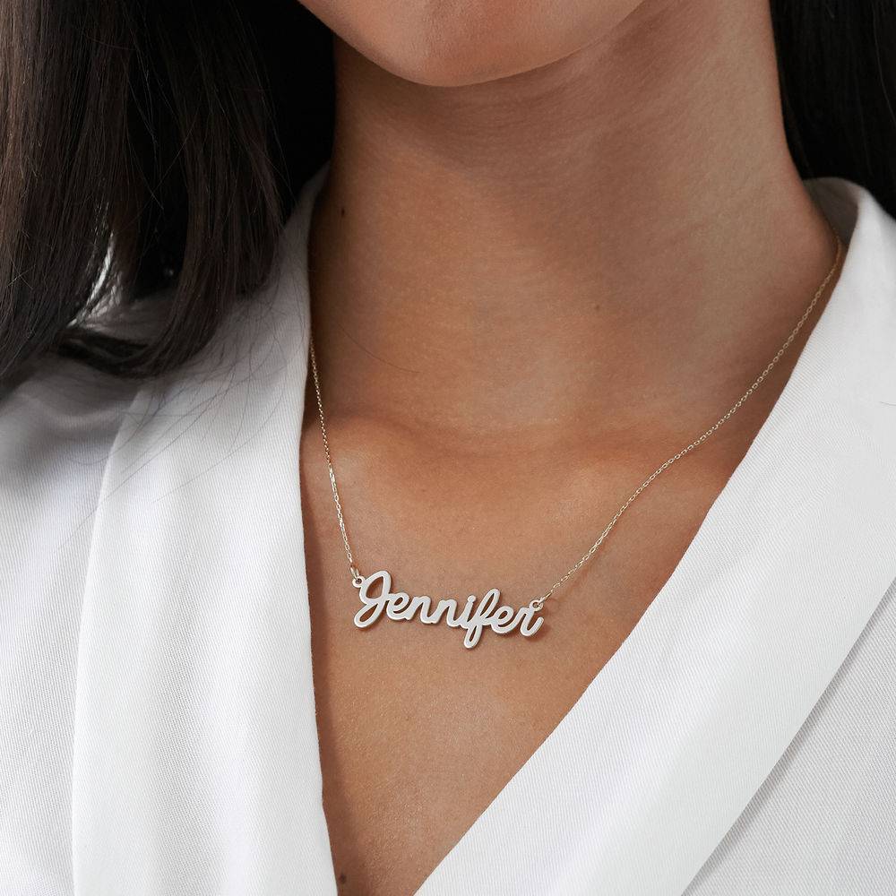 Collar con Nombre Cursivo en Oro Blanco de 14K-2 foto de producto