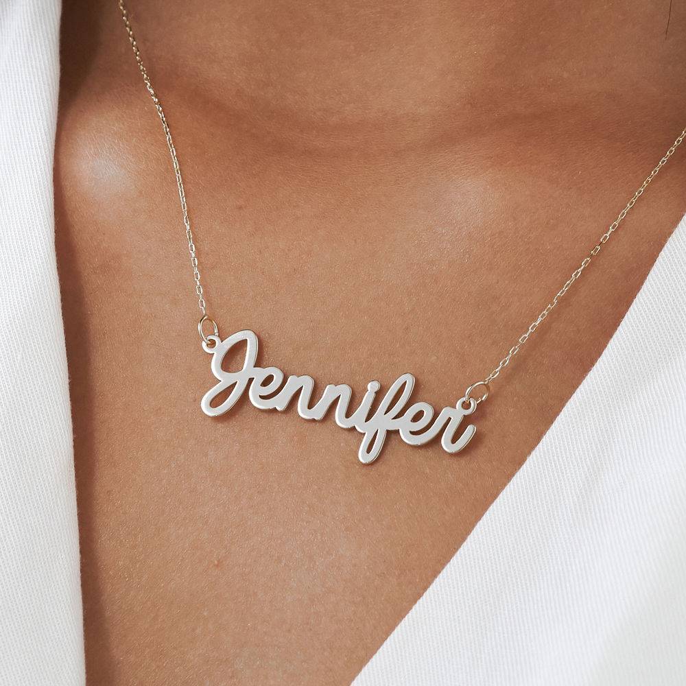 Collar con Nombre Cursivo en Oro Blanco de 14K-3 foto de producto