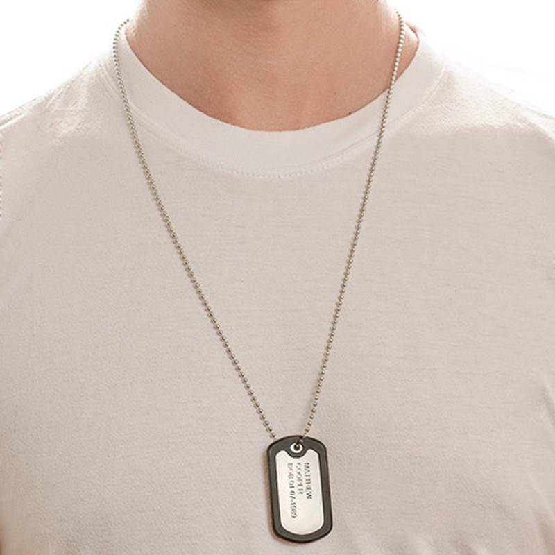 Collar de Placa de Identificación Personalizada para Hombre en Plata-3 Collar de Placa de Identificación Personalizada para Hombre en Plata-3 foto de producto