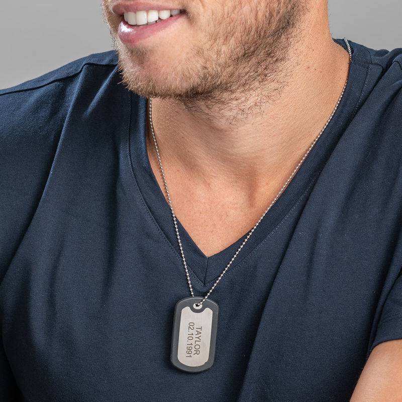 Collar de Placa de Identificación Personalizada para Hombre en Plata-4 Collar de Placa de Identificación Personalizada para Hombre en Plata-4 foto de producto