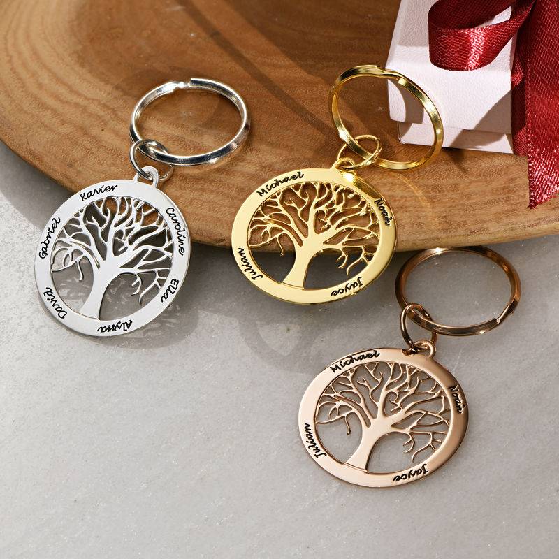 Llavero Árbol Genealógico con Grabado en Chapa de Oro-2 foto de producto