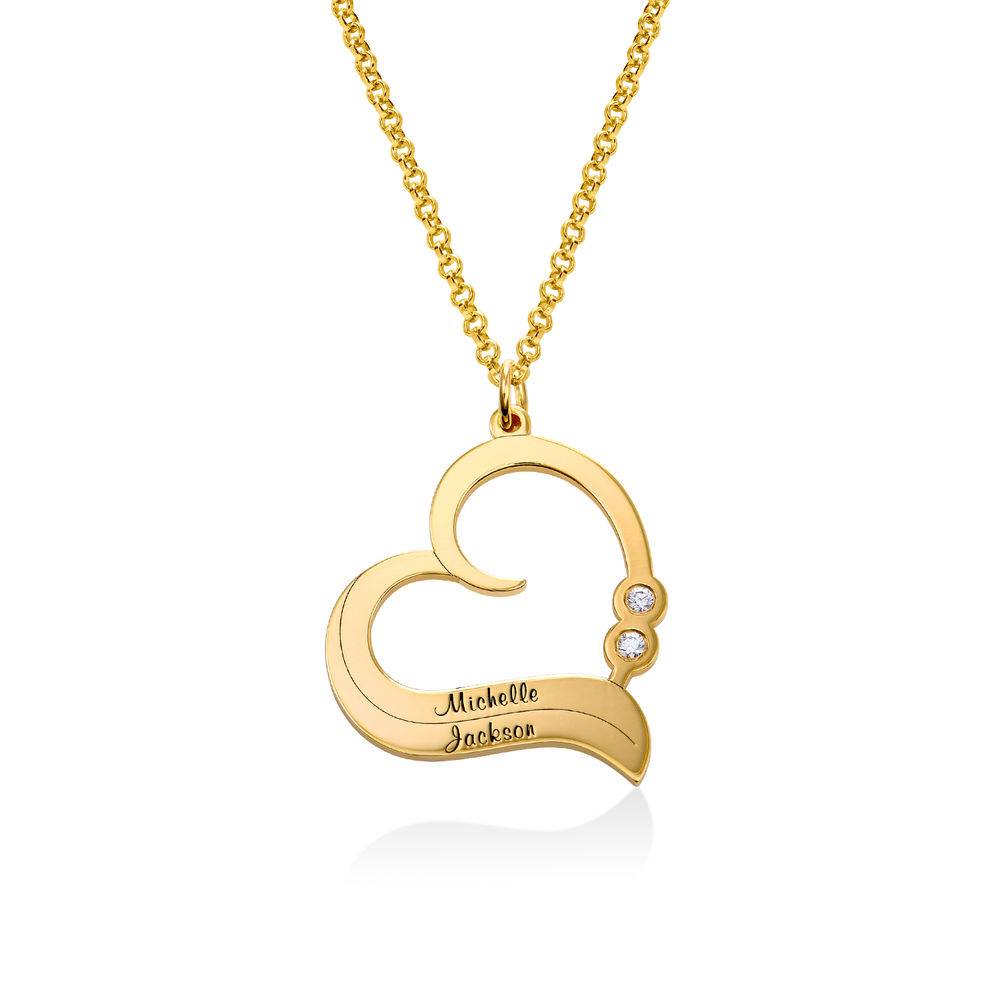 Collar de Corazón Personalizado con Diamantes en Baño de Oro-1 foto de producto