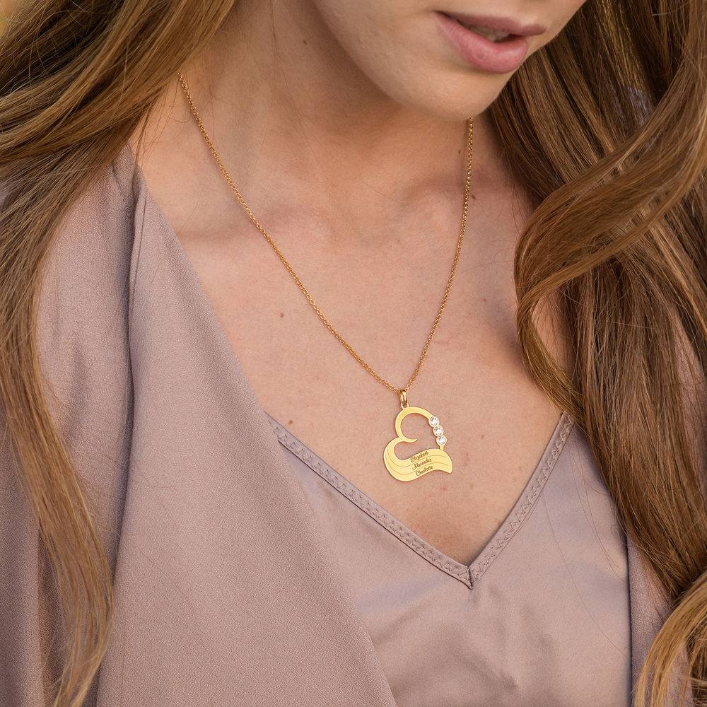 Collar de Corazón Personalizado con Diamantes en Baño de Oro-2 foto de producto