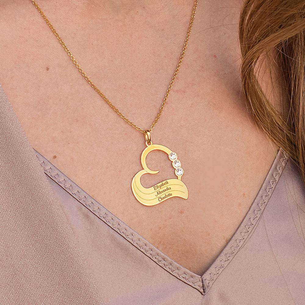 Collar de Corazón Personalizado con Diamantes en Baño de Oro-3 foto de producto