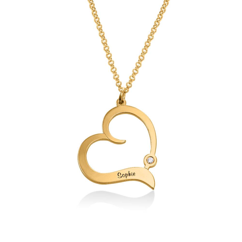 Collar de Corazón Personalizado con Diamantes en Vermeil de Oro-1 foto de producto