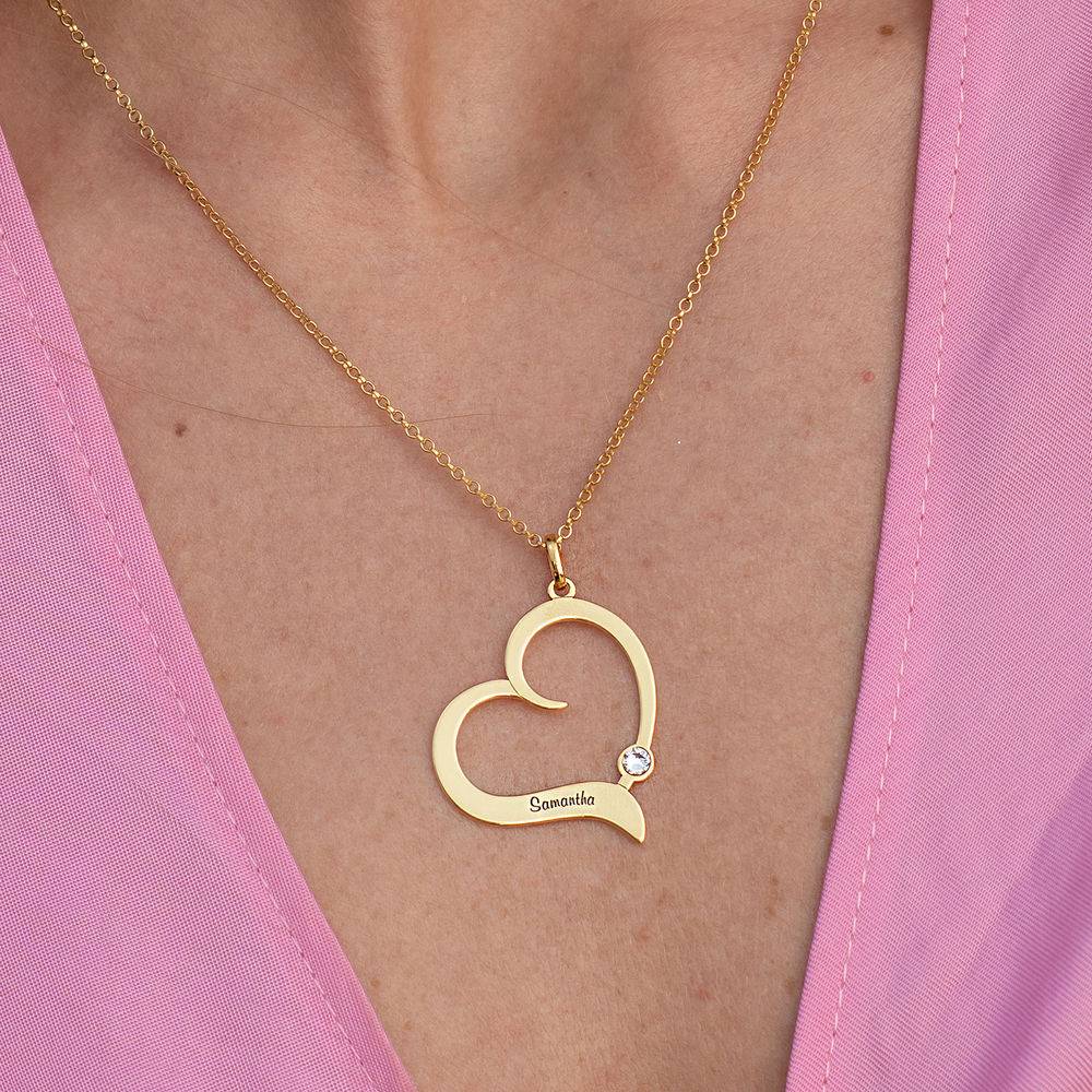 Collar de Corazón Personalizado con Diamantes en Vermeil de Oro-2 foto de producto