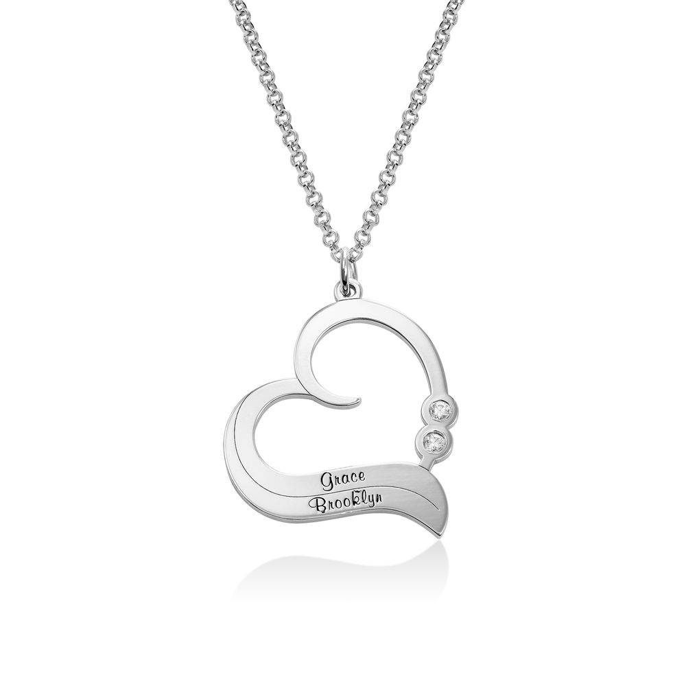 Collar de Corazón Personalizado con Diamantes en Plata-1 foto de producto