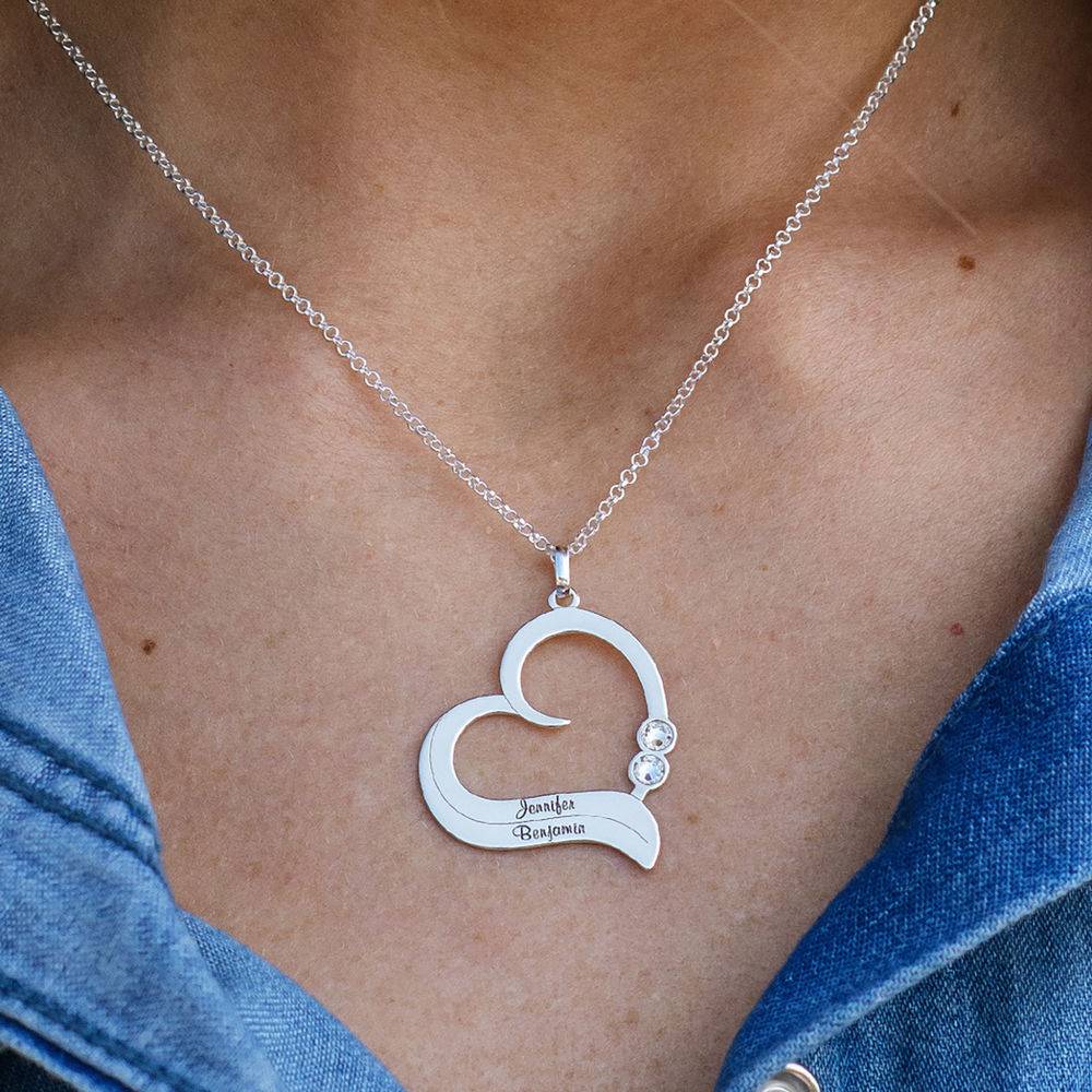 Collar de Corazón Personalizado con Diamantes en Plata-3 foto de producto