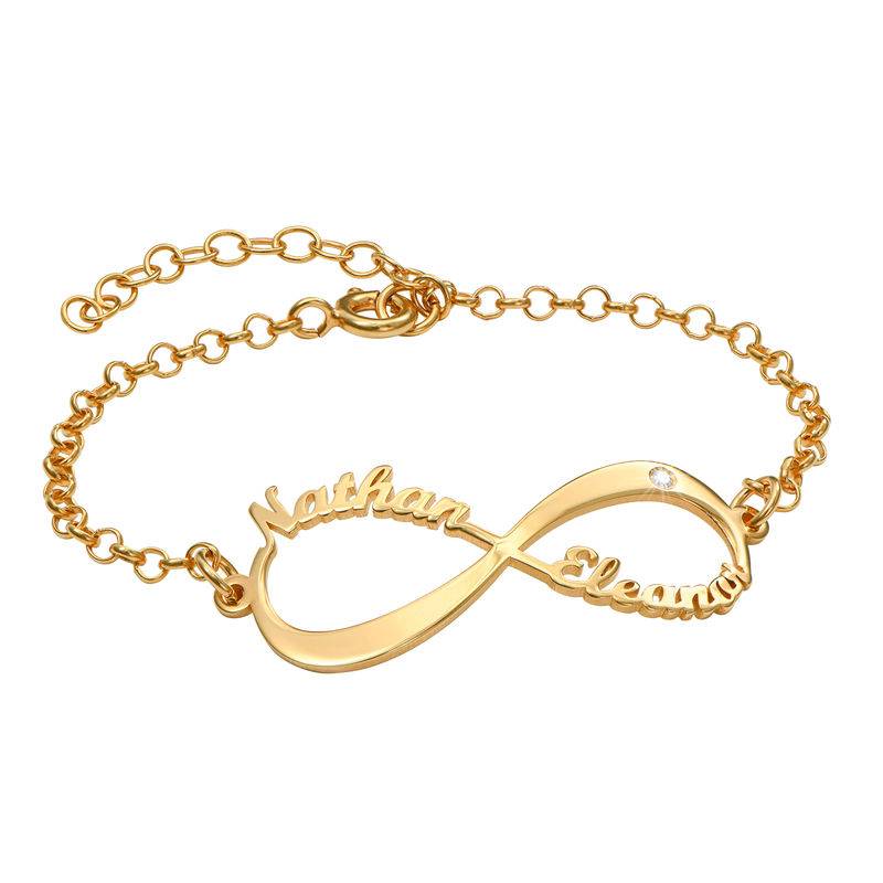 Pulsera Infinito con Nombre y Diamante en Vermeil de Oro-2 foto de producto