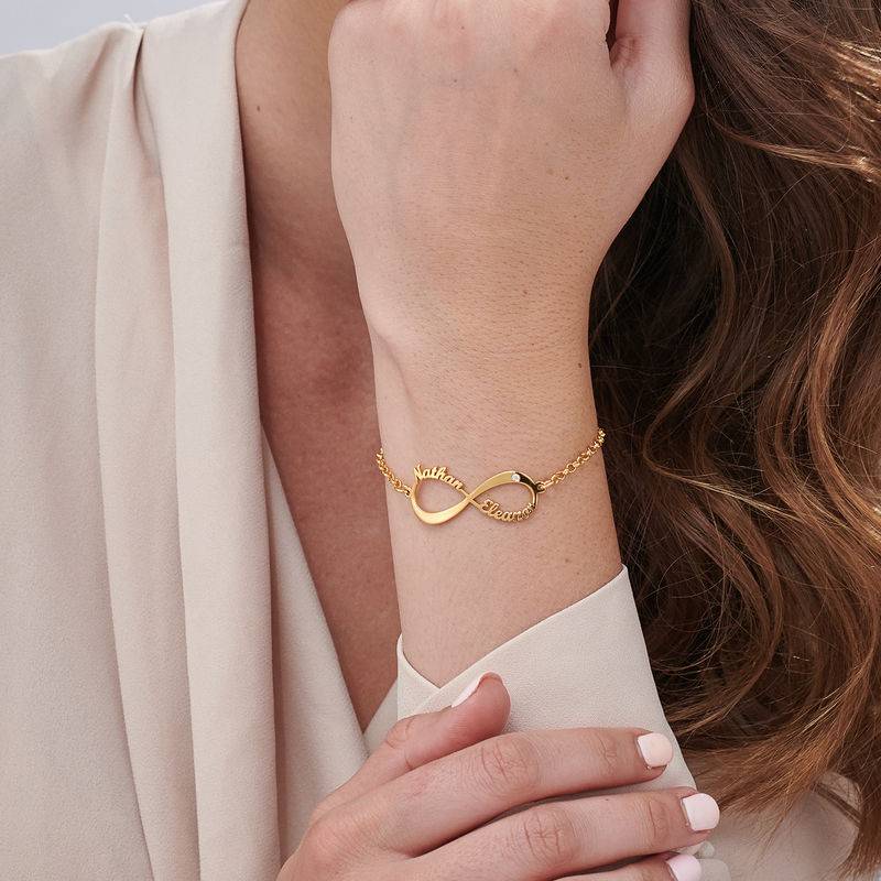 Pulsera Infinito con Nombre y Diamante en Vermeil de Oro-3 foto de producto