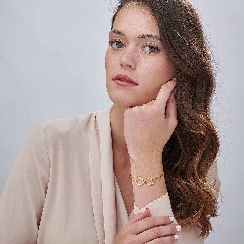 Pulsera Infinito con Nombre y Diamante en Baño de Oro-2 foto de producto
