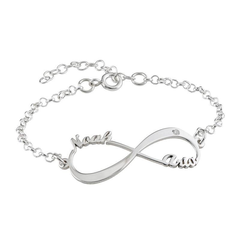 Pulsera Infinito con Nombre y Diamante en Plata-1 foto de producto