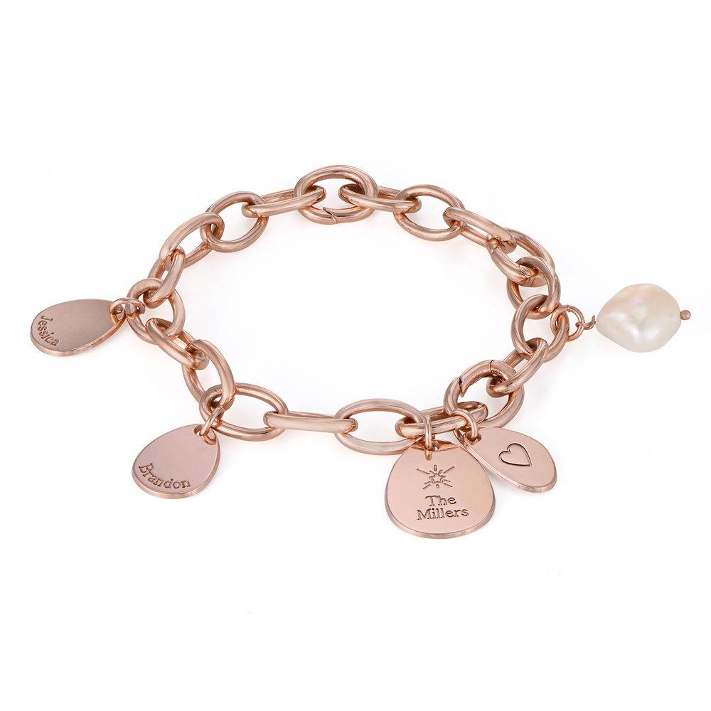 Pulsera de eslabones Layla con colgantes grabados, chapado en oro rosa 18K-2 foto de producto