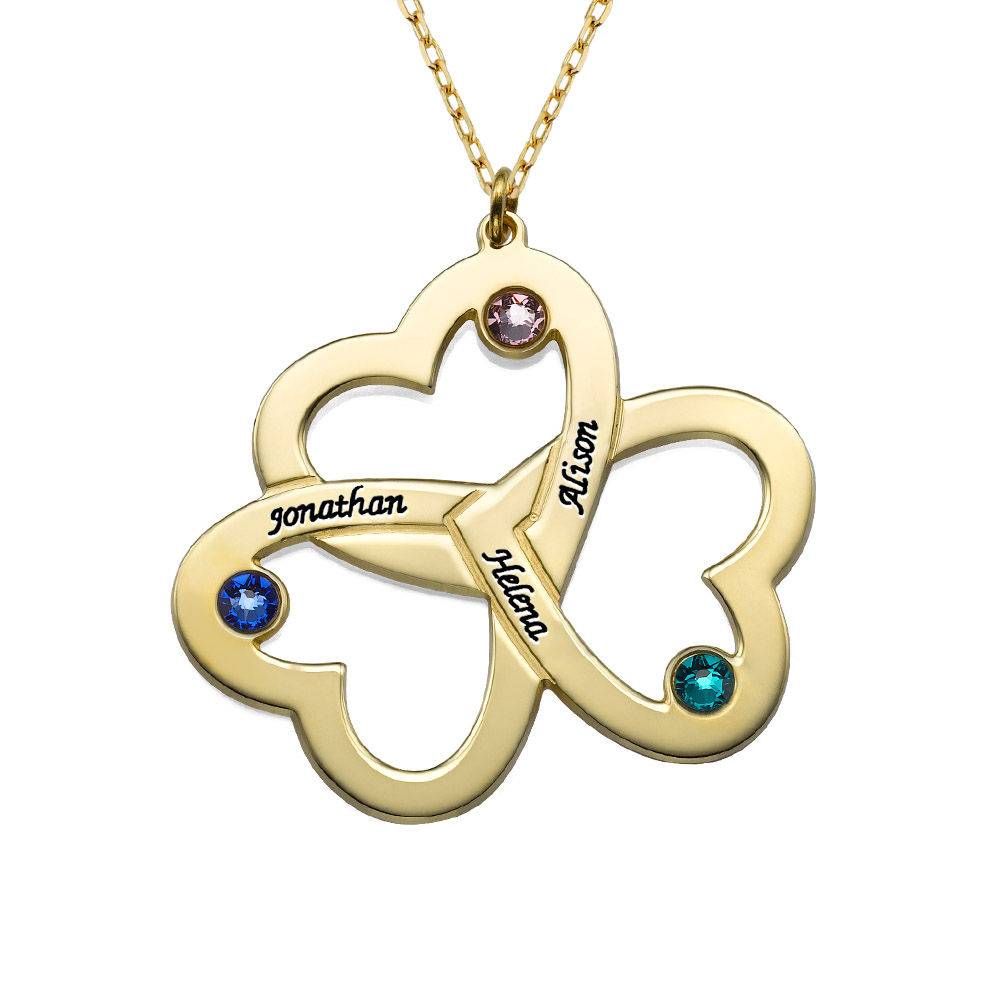 Collar de Triple Corazón en Oro Sólido 10K-1 foto de producto