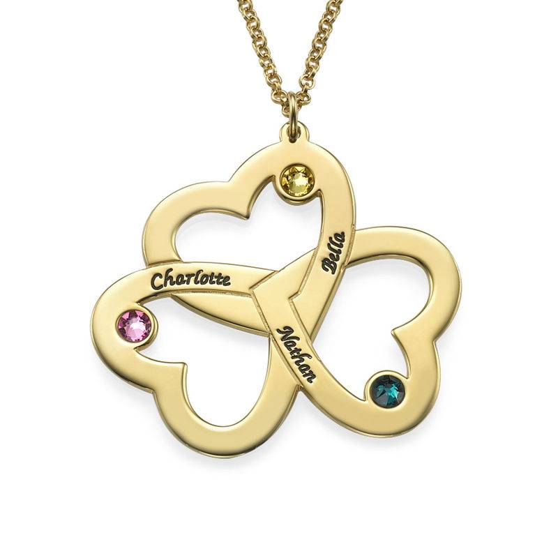 Collar de Triple Corazón en Baño de Oro-1 foto de producto