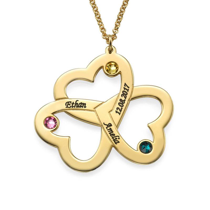 Collar de Triple Corazón en Baño de Oro-2 foto de producto