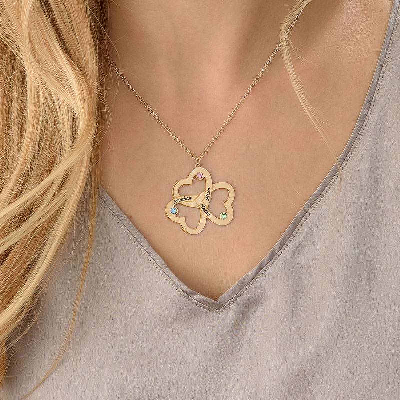 Collar de Triple Corazón en Baño de Oro-4 foto de producto