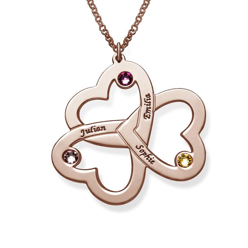 Collar de Triple Corazón en Chapa de Oro Rosa-1 Collar de Triple Corazón en Chapa de Oro Rosa-1 foto de producto