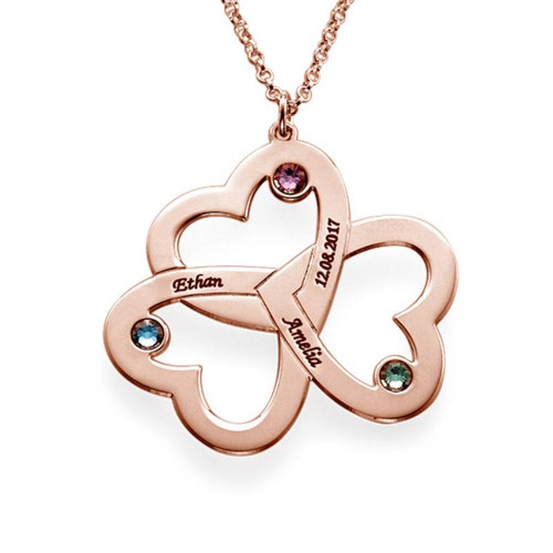 Collar de Triple Corazón en Chapa de Oro Rosa-3 Collar de Triple Corazón en Chapa de Oro Rosa-3 foto de producto