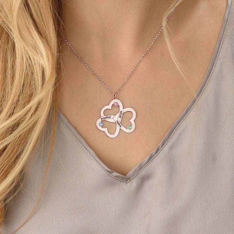 Collar de Triple Corazón en Chapa de Oro Rosa-2 Collar de Triple Corazón en Chapa de Oro Rosa-2 foto de producto