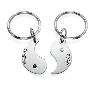 Llavero Yin Yang Personalizado para Parejas en Plata Esterlina-4 foto de producto