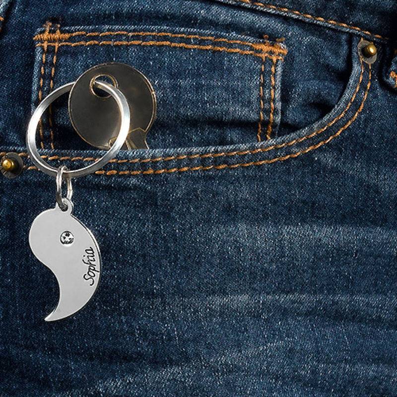 Llavero Yin Yang Personalizado para Parejas en Plata Esterlina-3 foto de producto