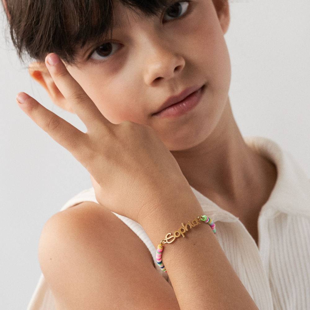 Pulsera con Nombre de Niña con Cuentas de Mágica Arcoíris en Baño de Oro-4 Pulsera con Nombre de Niña con Cuentas de Mágica Arcoíris en Baño de Oro-4 foto de producto