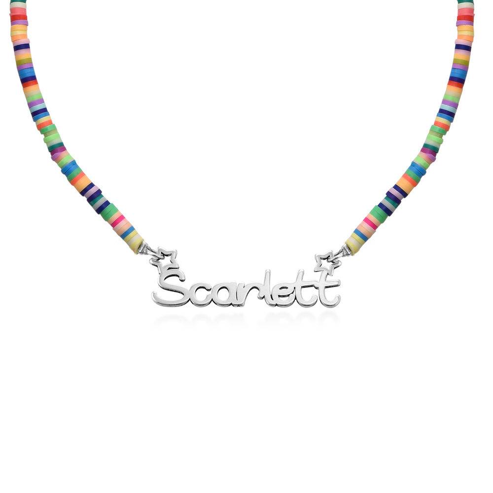 Collar con Nombre de Niña con Cuentas de Mágica Arcoíris en Plata - Version-1 Collar con Nombre de Niña con Cuentas de Mágica Arcoíris en Plata - Version-1 foto de producto