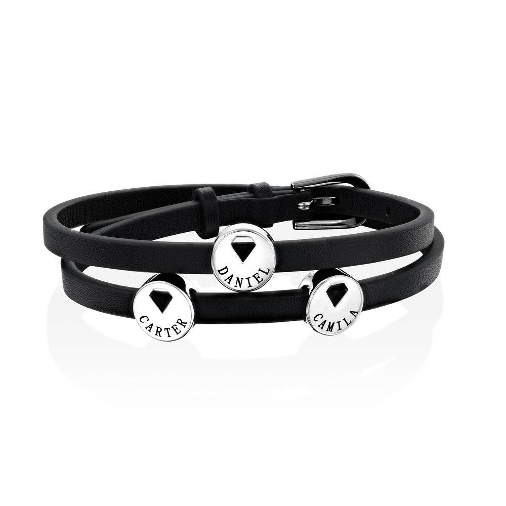 Pulsera de Cuero Personalizada con Dijes en Acero Inoxidable-6 foto de producto