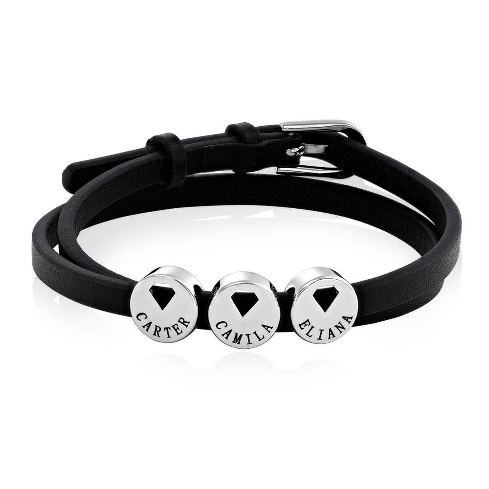 Pulsera de Cuero Personalizada con Dijes en Acero Inoxidable-5 foto de producto