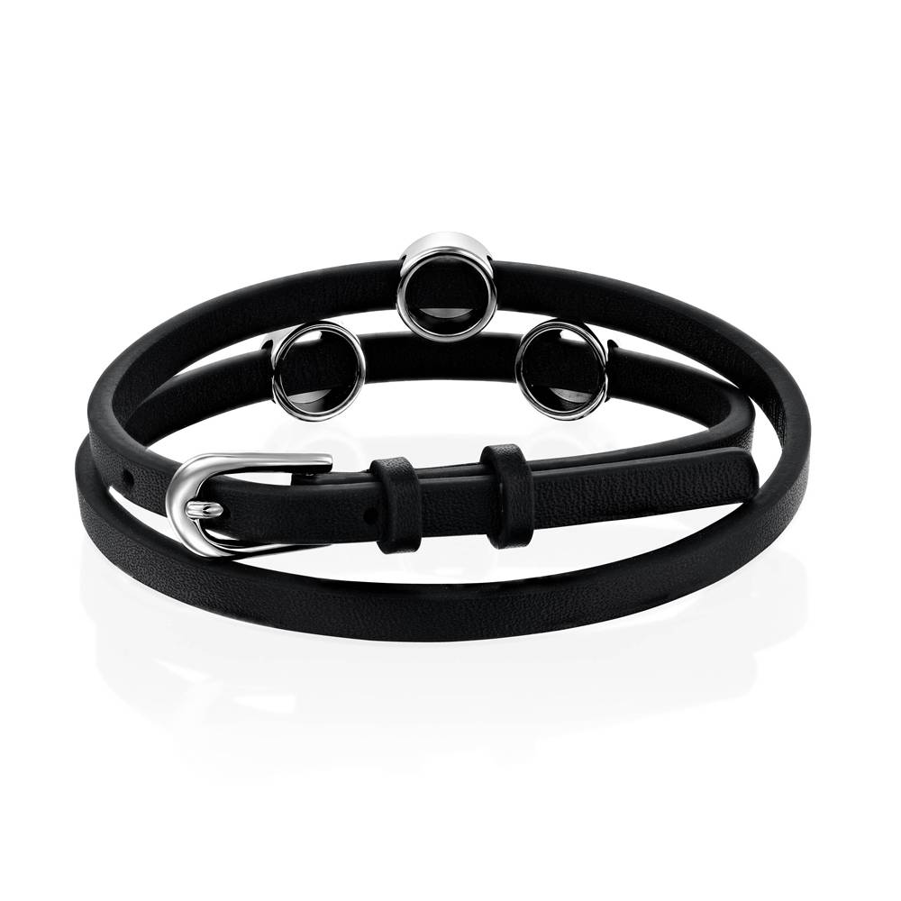 Pulsera de Cuero Personalizada con Dijes en Acero Inoxidable-3 foto de producto