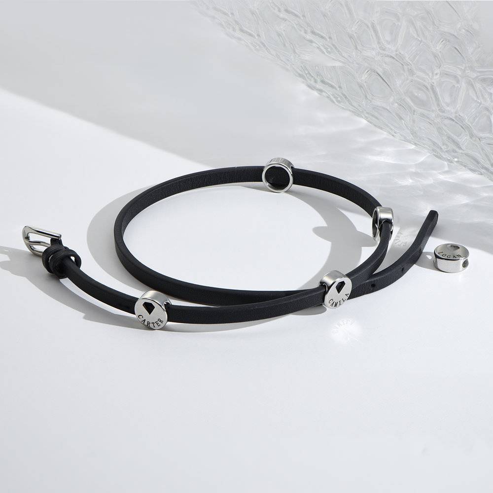 Pulsera de Cuero Personalizada con Dijes en Acero Inoxidable-4 foto de producto