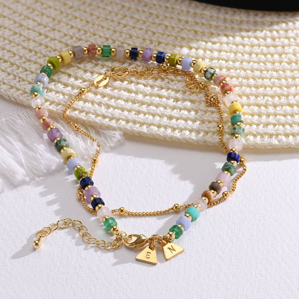 Pulsera / Tobillera de Cuentas en Capas Resort con Iniciales en Baño de Oro-2 foto de producto