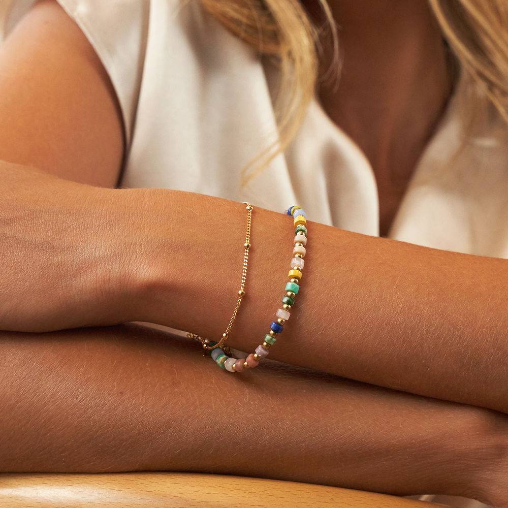 Pulsera / Tobillera de Cuentas en Capas Resort con Iniciales en Baño de Oro-3 foto de producto