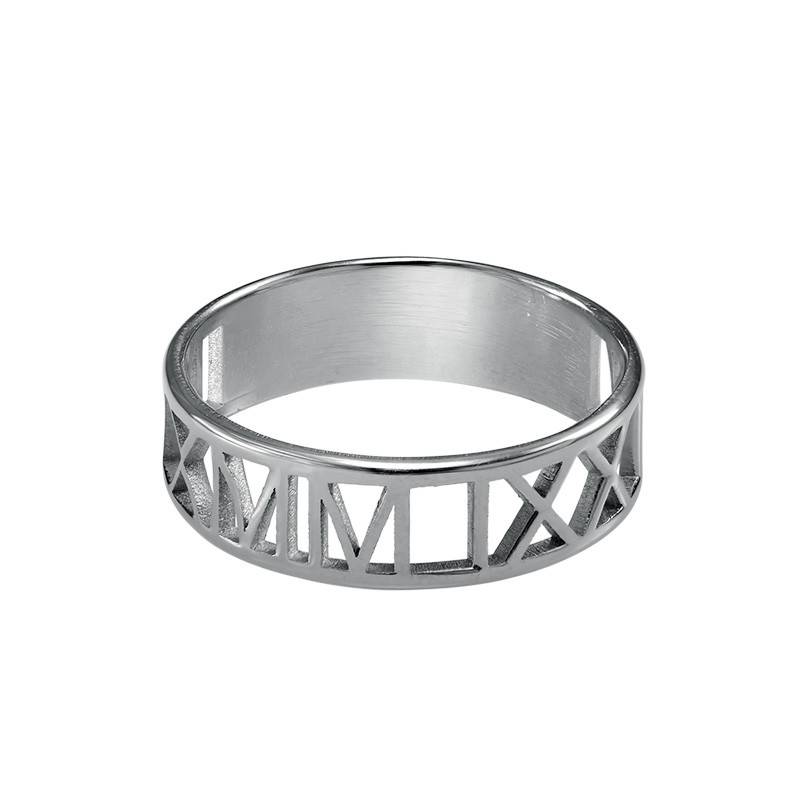 Anillo con Números Romanos para Mujeres en Plata-2 foto de producto