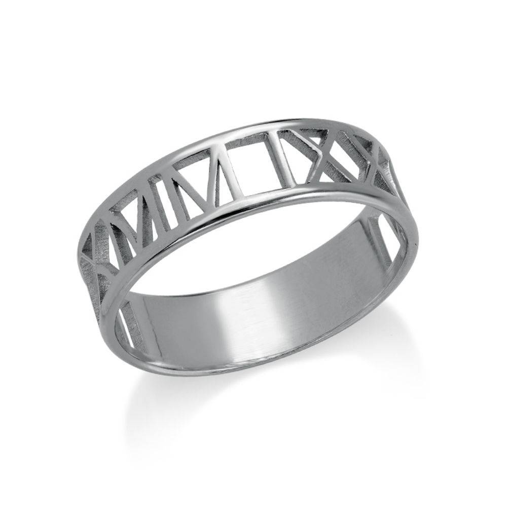 Anillo con Números Romanos para Hombres en Plata Esterlina-3 foto de producto