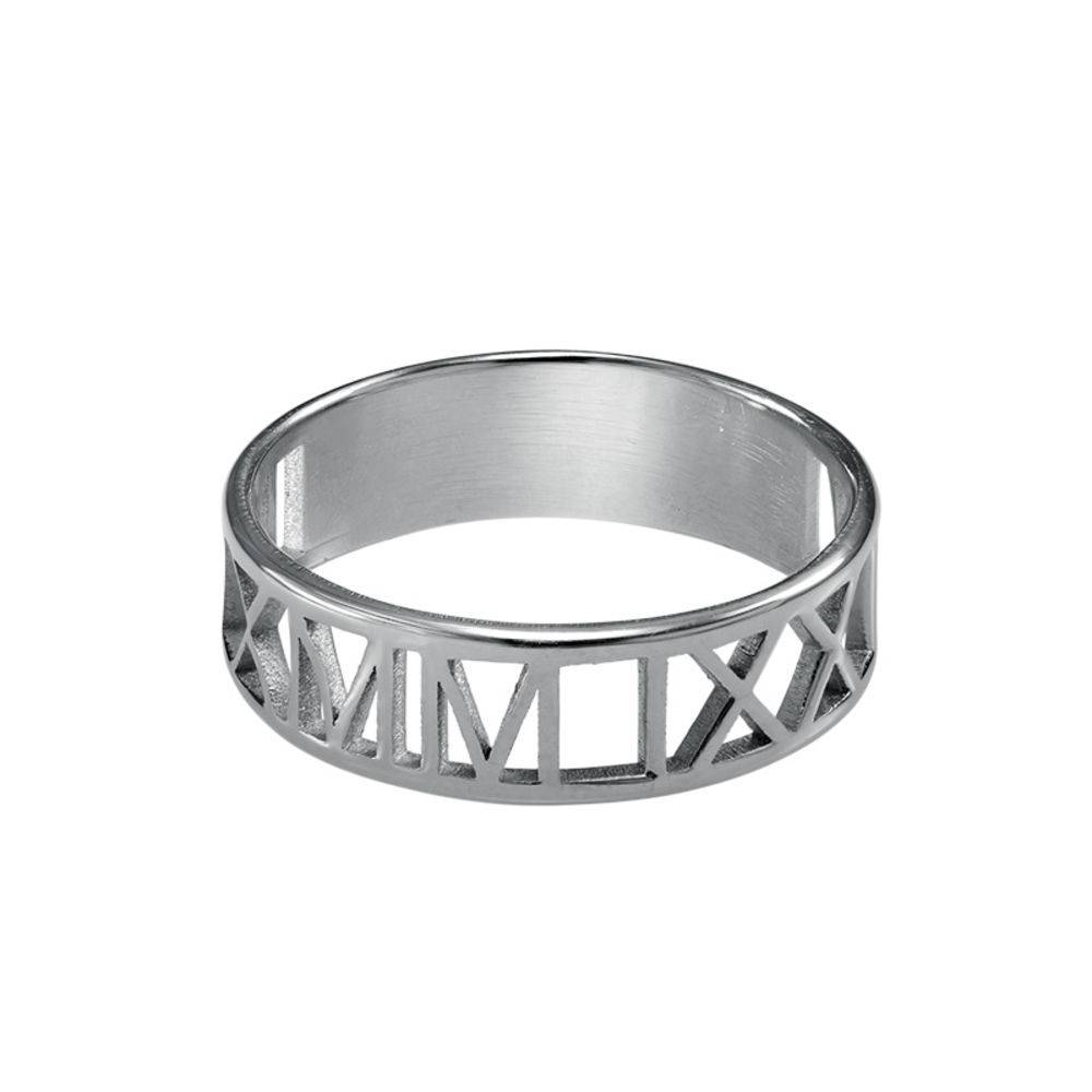 Anillo con Números Romanos para Hombres en Plata Esterlina-1 foto de producto