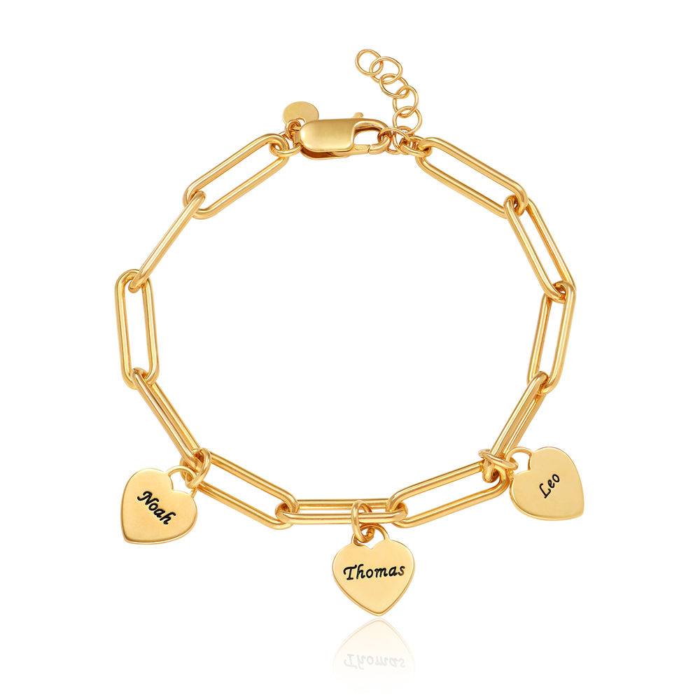 Pulsera de Eslabones Rory con Dijes de Corazón Personalizados en Baño de Oro-1 foto de producto