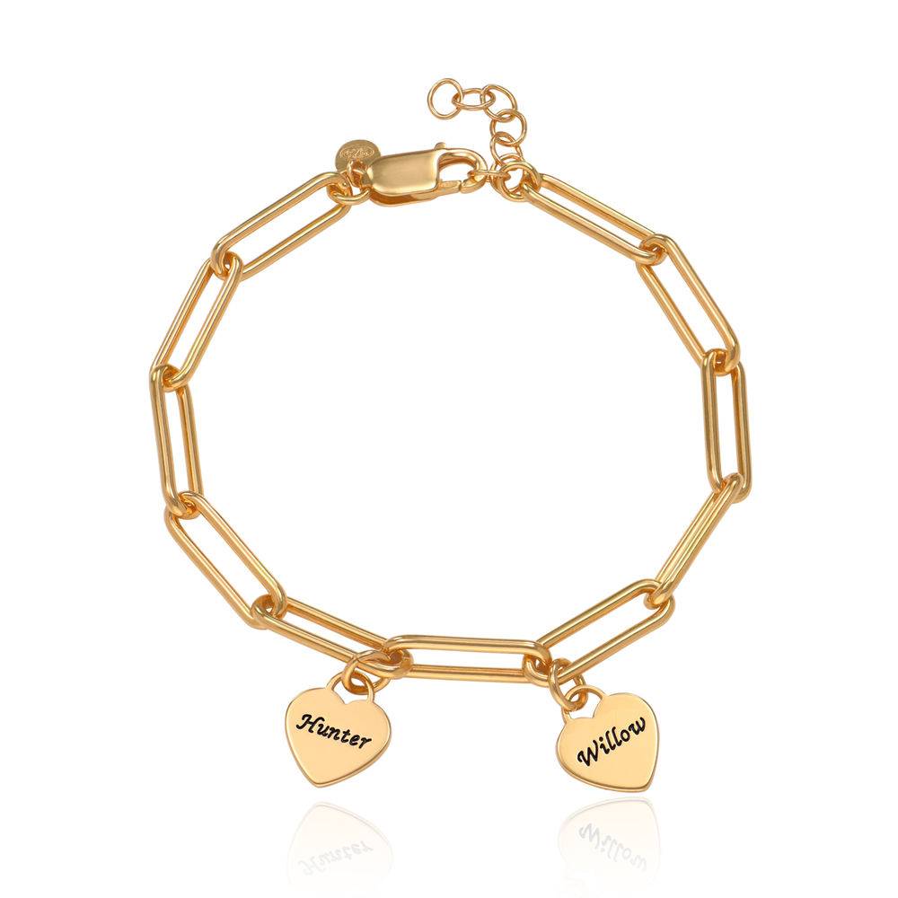 Pulsera de Eslabones Rory con Dijes de Corazón Personalizados en Vermeil de Oro-1 foto de producto