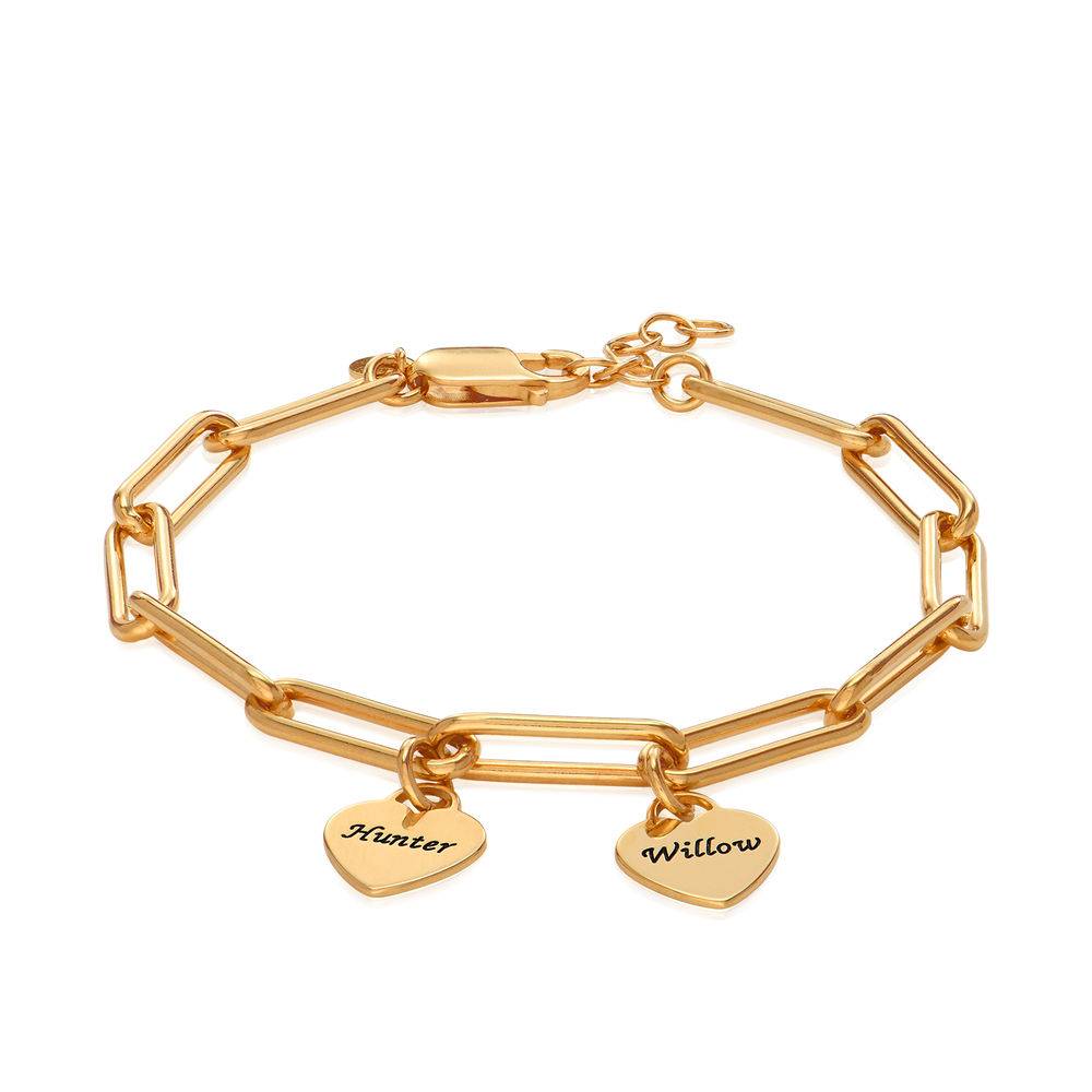 Pulsera de Eslabones Rory con Dijes de Corazón Personalizados en Vermeil de Oro-2 foto de producto