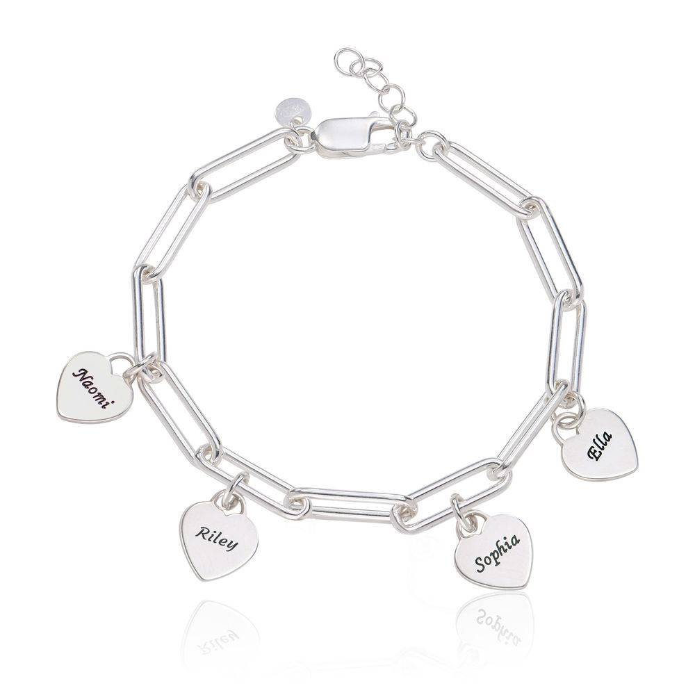 Pulsera de Eslabones Rory con Dijes de Corazón Personalizados en Plata-1 foto de producto