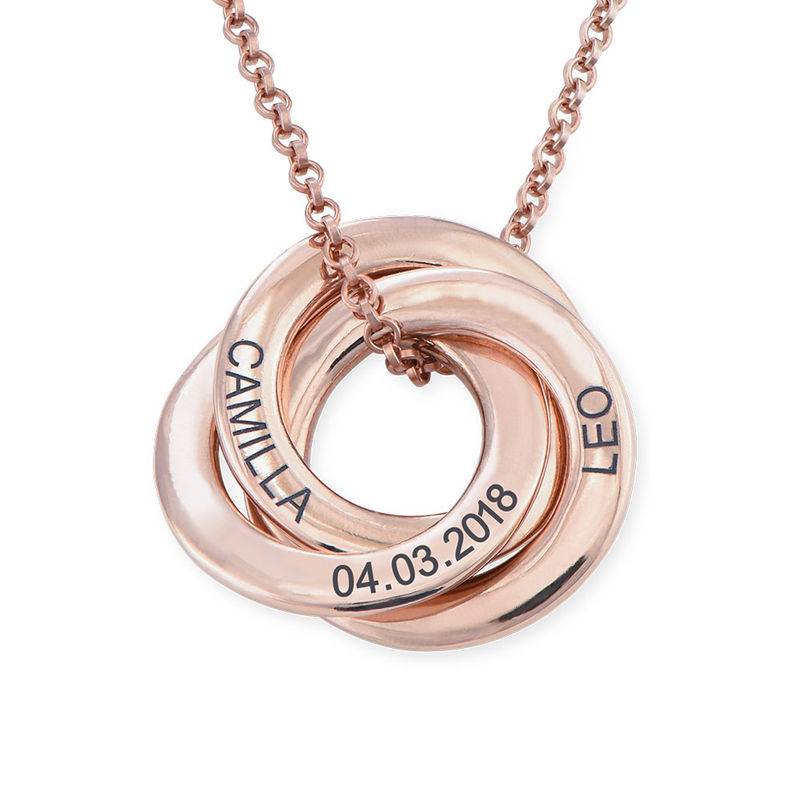 Collar de Anillos Rusos - Diseño 3D Curvo en Chapa de Oro Rosa-2 Collar de Anillos Rusos - Diseño 3D Curvo en Chapa de Oro Rosa-2 foto de producto